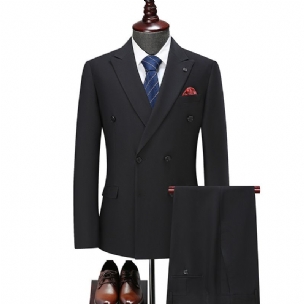 3-teiliger Herren-overall-anzug Modern Zweireihig Einfarbig