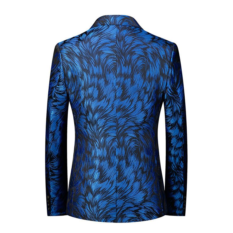 Herren Blazer Sport Mantel Blumenmuster Individualität Business Modern Ein-knöpfen Übergröße - Blau