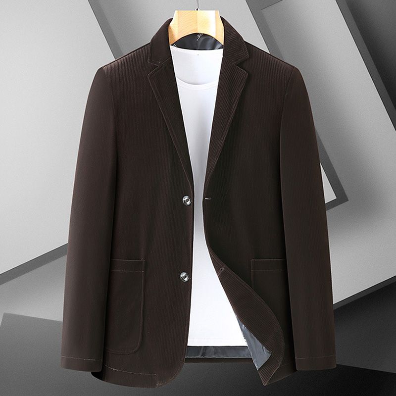 Herren-blazer Sportmantel Cord Locker Zwei Knöpfe Aufgesetzte Taschen Übergröße - Braun