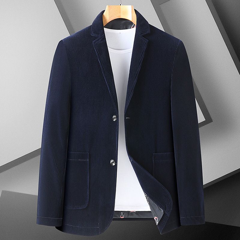 Herren-blazer Sportmantel Cord Locker Zwei Knöpfe Aufgesetzte Taschen Übergröße - Blau