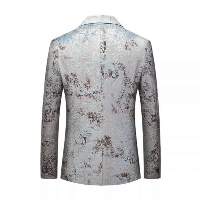 Herren-blazer Sportmantel Ein Knopf Business Modernes Blumenmuster Übergröße - Silber