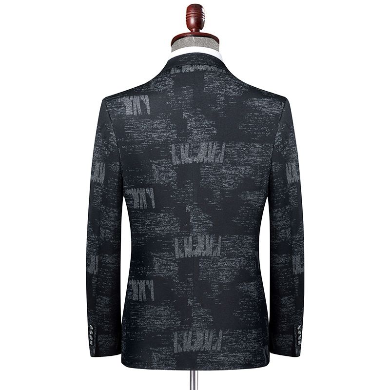 Herren-blazer Sportmantel Farbblock Schmal Lässig Zwei Knöpfe - Schwarz