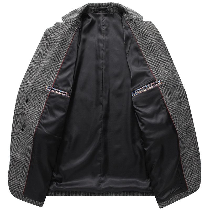 Herren-blazer Sportmantel Herbst / Winter Wolle Kariert Zwei Knöpfe - Grau