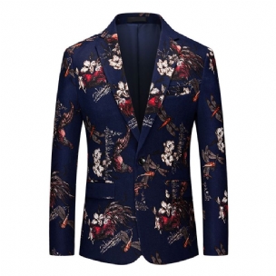 Herren-blazer Sportmantel Schmal Blumenmuster Botanisches Muster Ein Knopf