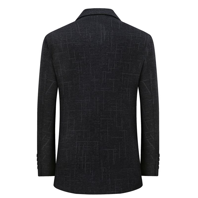 Herren-blazer Sportmantel Übergröße Kariertes Streifenmuster Zwei Knöpfe Eingesetzte Tasche Flacher Kragen - Schwarz / Grau