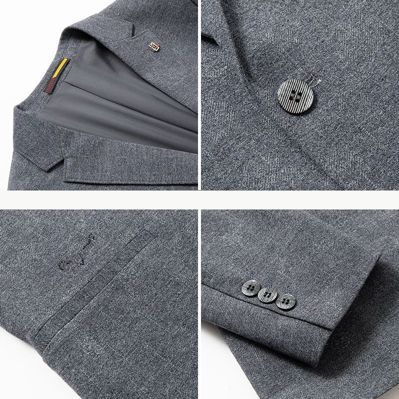 Übergroßer Herren-blazer Sportmantel Zwei Knöpfe Lockerer Flacher Kragen Eingesetzte Tasche - Grau
